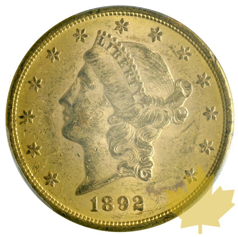 USA-1892 S-20 DOLLARS-Coronet Head-PCGS MS61 - 20191008144851_20DOLLARS-1892S-MS61-1.JPG