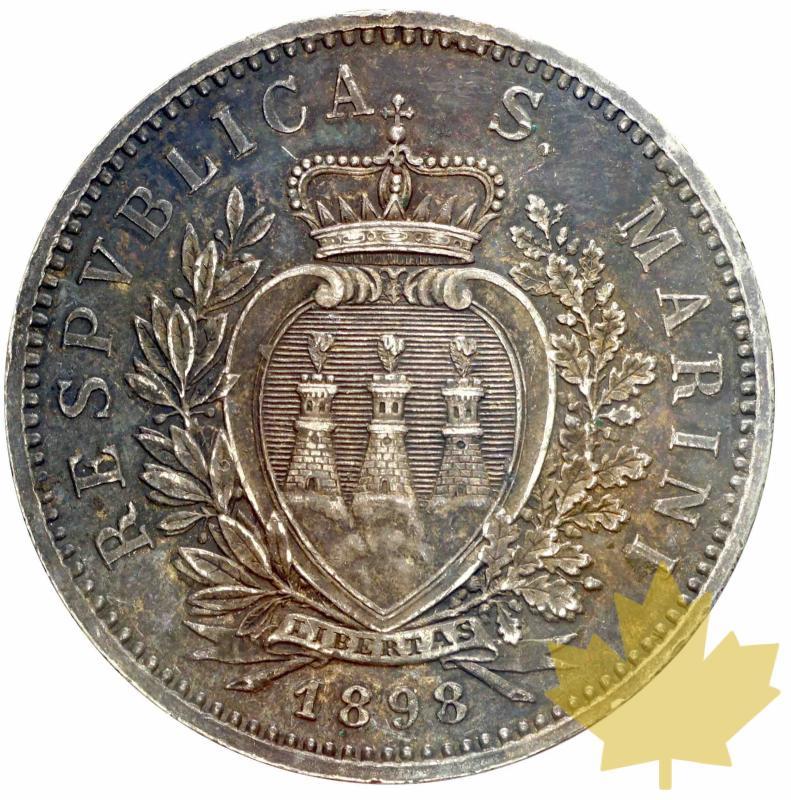 Saint Marin-1898-5 Lire-presque FDC - 20191017141744_5LIRE-1898-S-MARINO-2.jpeg