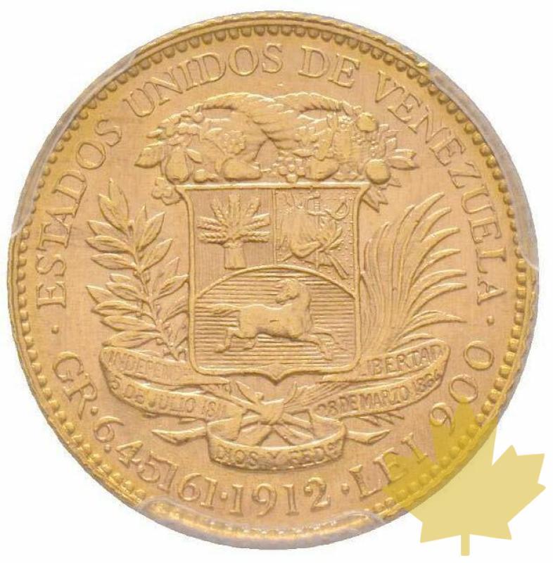VENEZUELA-1912-20 BOLIVARES-PCGS MS64 - 20191029110853_20bolivares-1912-ms64.jpg