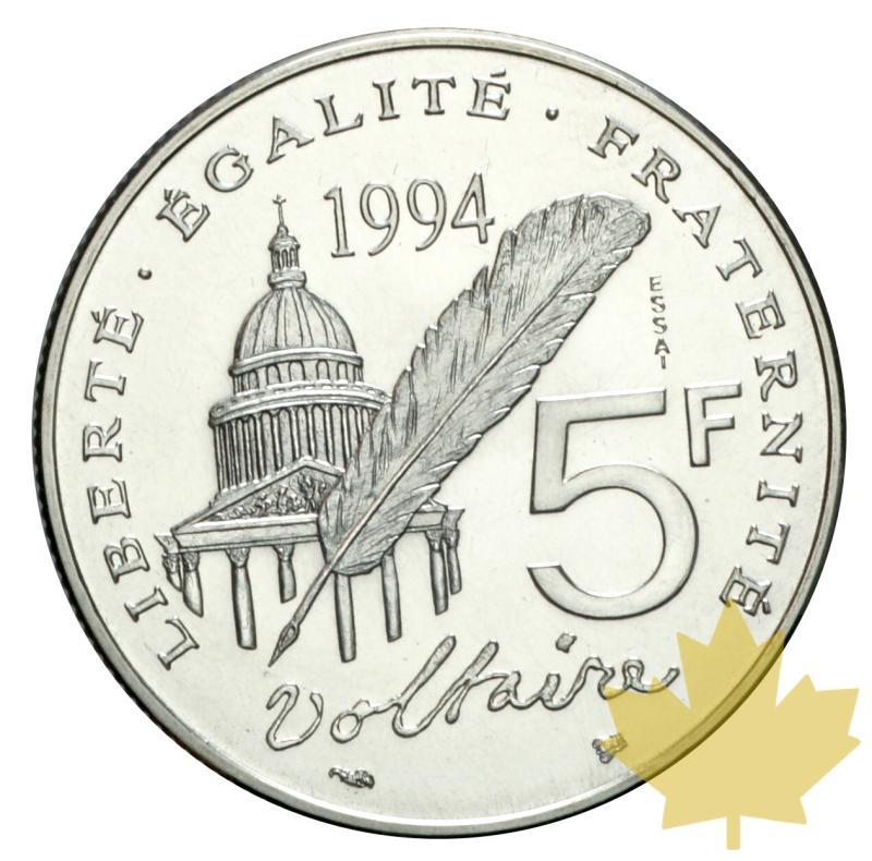 FRANCE-1994-ESSAI DE 5 FRANCS VOLTAIRE-FDC - 20191128160715_essai-5francs-1994-2.JPG
