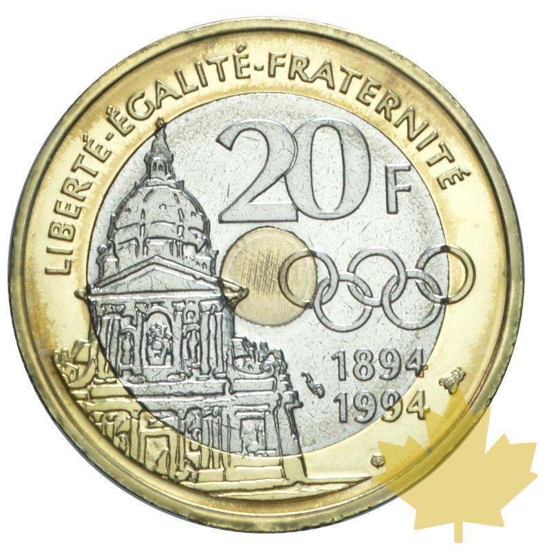 FRANCE-1994-ESSAI DE 20 FRANCS Pierre de Coubertin-FDC - 20191128161918_essai-20francs-1994-1.JPG