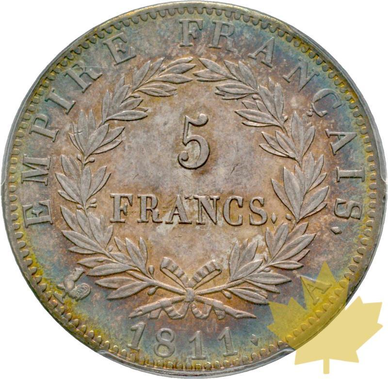 FRANCE-1811 A-5 FRANCS-NAPOLEON EMPEREUR-PCGS MS62 - 20200518150428_5francs-1811-paris-2.jpg