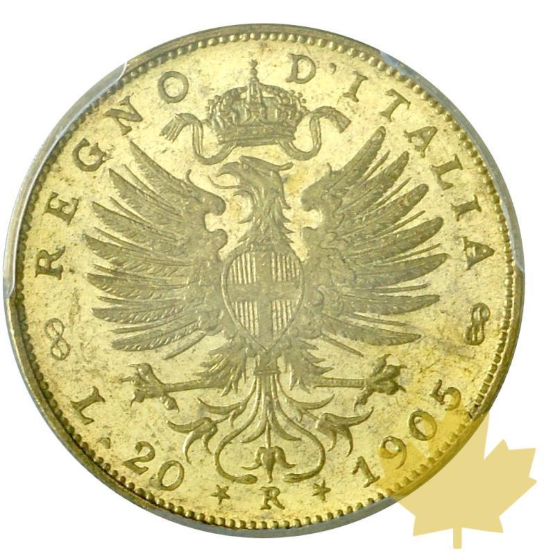 ITALIE-1905-20 LIRE-VITTORIO EMANUELE III-PCGS MS62 - 20200710115349_20lire1905-sabauda-2.JPG