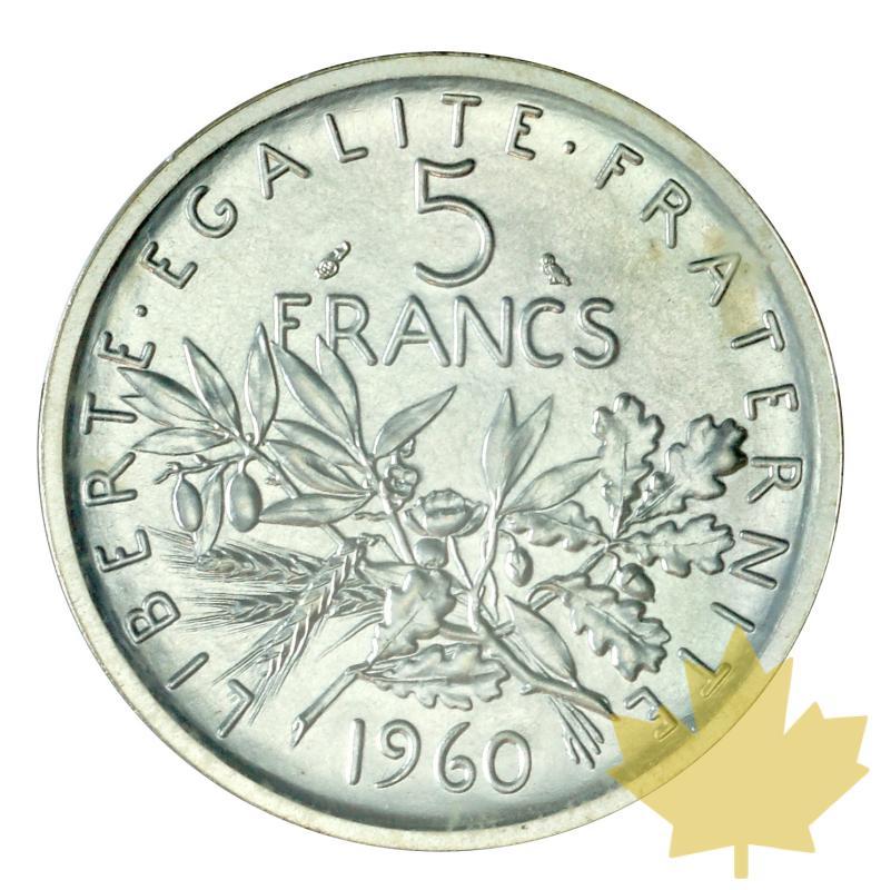 FRANCE-1960-5 FRANCS SEMEUSE-PIEFORT ARGENT-PCGS SP67 - 20200911130047_5FRANCS-SEMEUSE-1960-PIEFORT-2.JPG