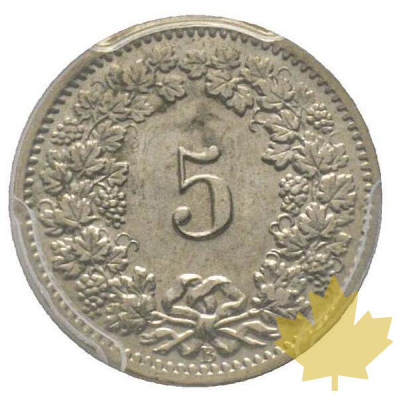 SVIZZERA-1914 B-5 RAPPEN-BERNE-PCGS MS63 - 20210120100410_5RAPPEN-1914B.jpg