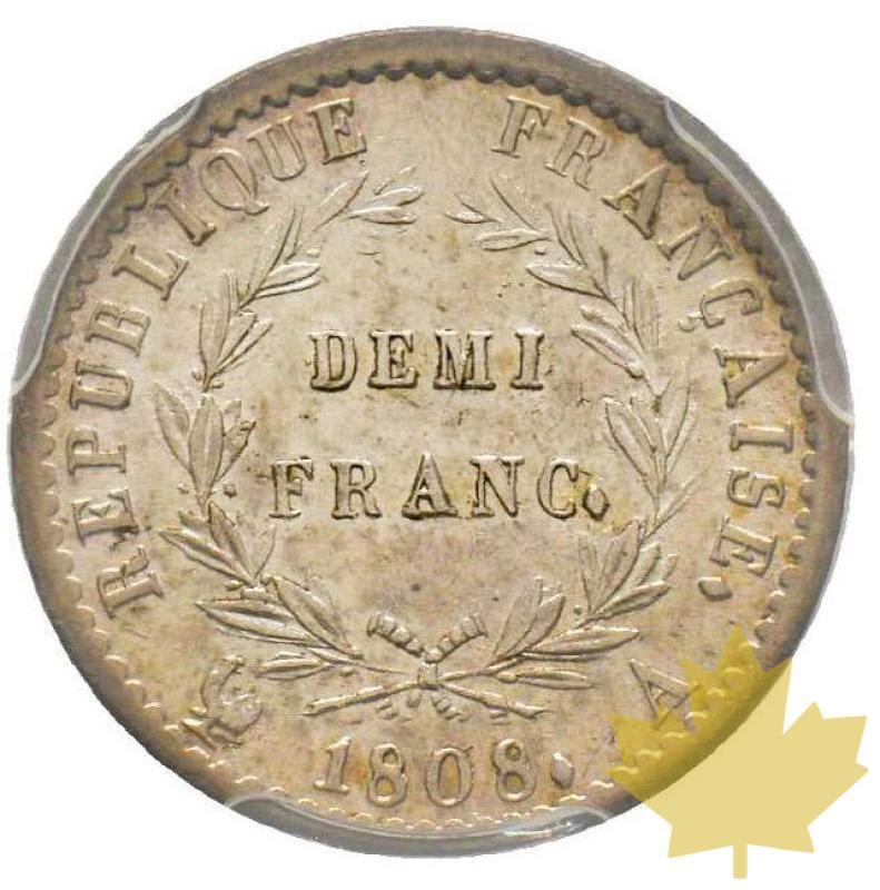 FRANCE-1808A-DEMI FRANC-Premier Empire 1804-1814-PCGS AU58 - 20210302183011_demifranc1808.jpg