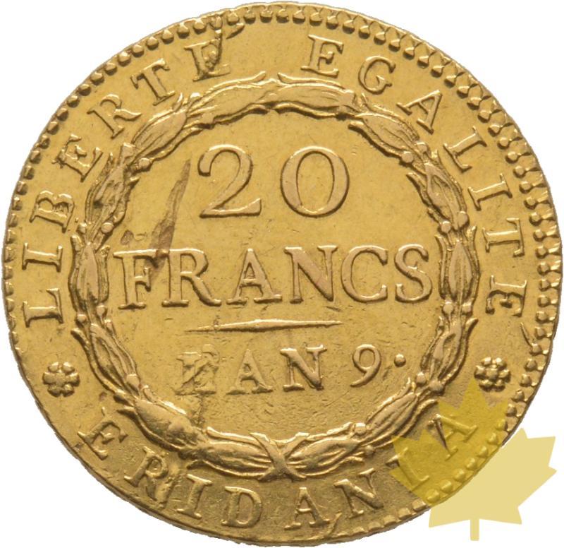ITALIE-RÉPUBLIQUE SUBALPINE-20 francs-MARENGO AN 9 SUP - 20210324172608_20-francs-1809-revers.jpg