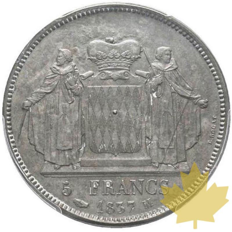MONACO-1837 M-5 Francs Uniface-PCGS SP62 BN - 20210530134835_5francsmonaco-uniface1.jpg