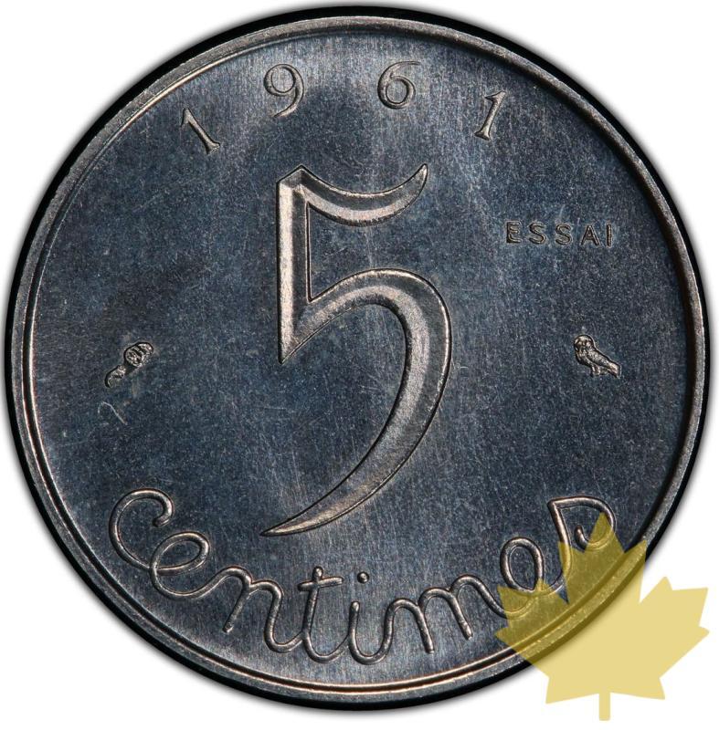 FRANCE-1961-5 CENTIMES Épi-ESSAI-FDC- PCGS SP68 très rare - 20210702092735_5centimesepi-essai1.jpg