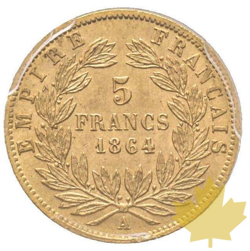 FRANCE-1864-5 FRANCS-NAPOLEON III-Second Empire -PCGS MS64 - 20211116143825_5francs1864.jpg