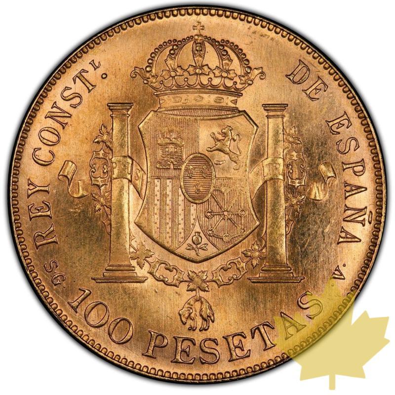 ESPAGNE-1897-100 PESETAS-Refrappe 1961-PCGS MS64 - 20220505111520_100PESETASMS64.jpg