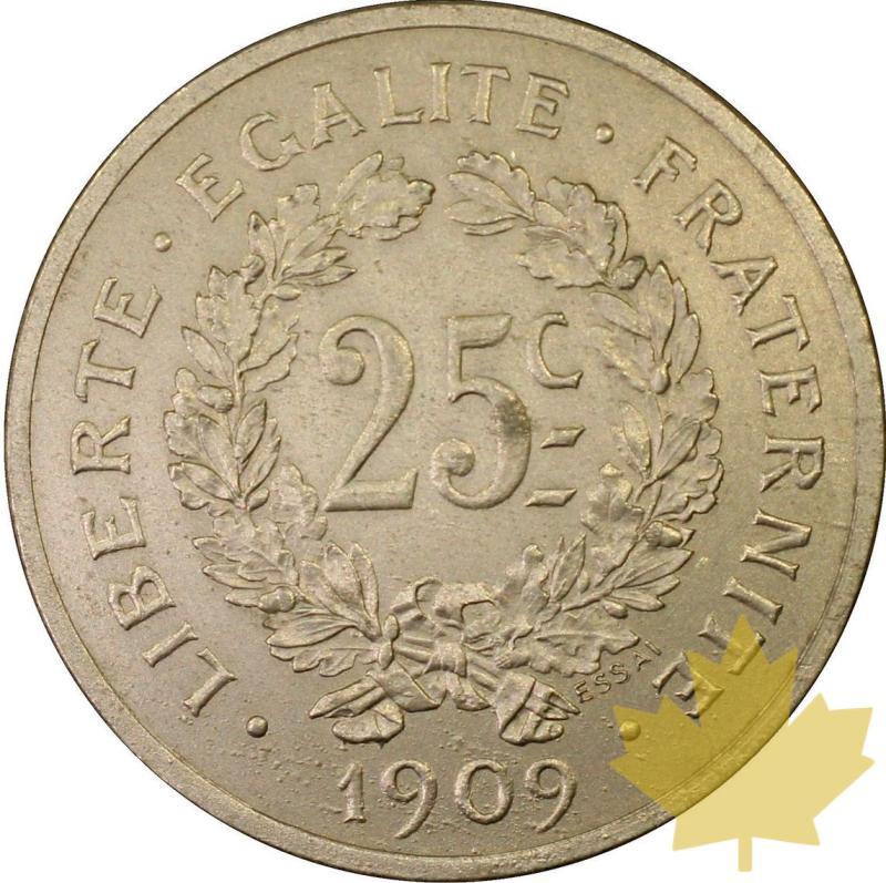 FRANCE-1909-Piéfort de 25 centimes par Rude-PCGS SP62 - 20220930141751_25CENT1909PIEFORT.jpg