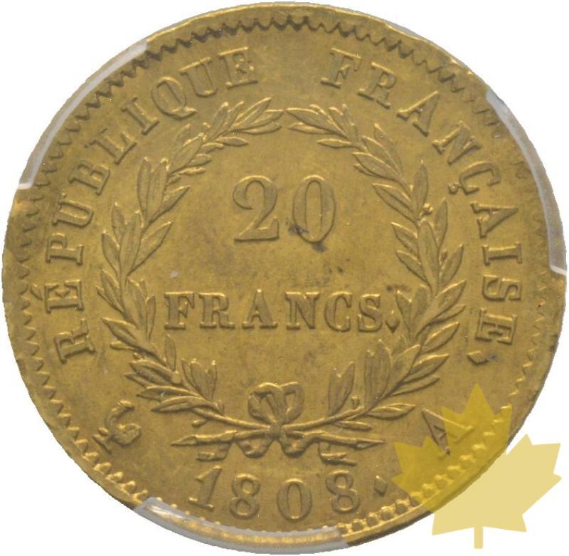 FRANCE-1808A-20 FRANCS-NAPOLEON TETE LAUREE-PCGS AU58 - 20221013144654_41249_r.jpg