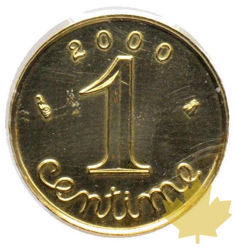 FRANCE-2000-1  centime Épi -PCGS SP 63 - 20221108085202_1CENTIME2000OR1.jpg