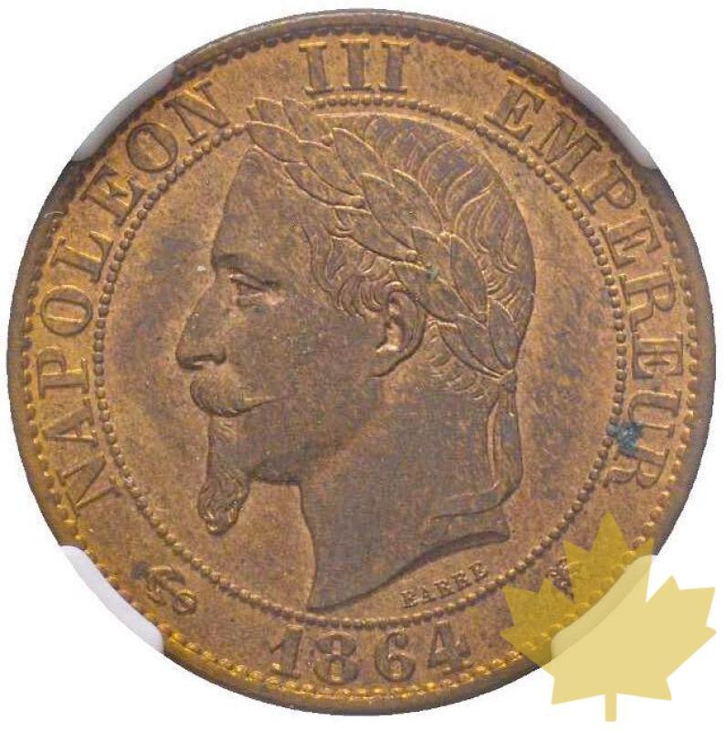 FRANCE-1864A-5 CENTIMES-NAPOLEON III-NGC MS63 RB - 20230227145726_5centimes1864pariscopie.jpg