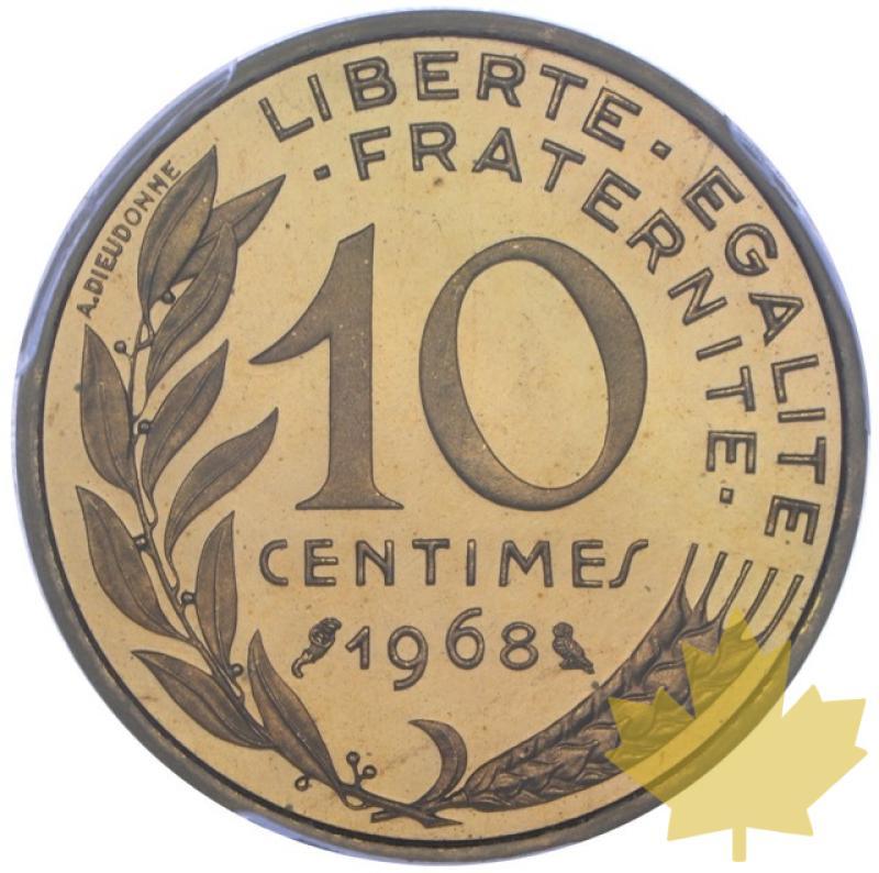 FRANCE-1968-10 CENTIMES-PIEFORT-PCGS SP66 - 20230328164009_France-10-cenr-1968-r1.jpeg