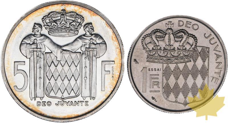 MONACO-1960-BOITE DE 1 ET 5 FRANCS-RAINIER III-ESSAI-FDC - 20230413105840_MONACO-1-5-francs-ESSAI-r.jpg