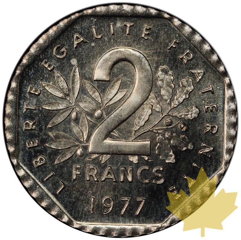 FRANCE-1977-2 FRANCS Pré-série -PCGS SP66 FDC - 20230428103047_France-1977-2fr-r.jpg