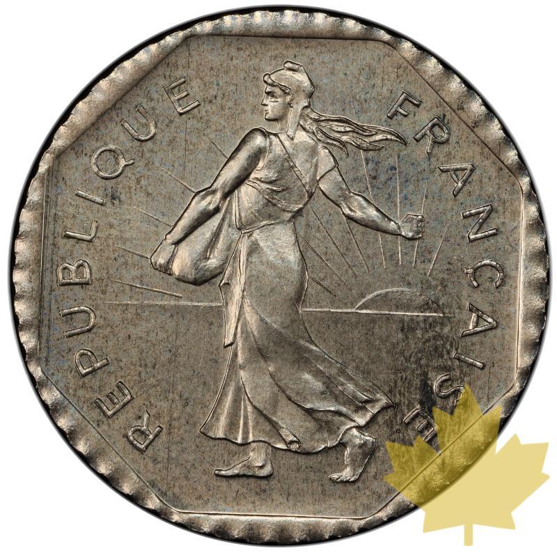 FRANCE-1977-2 FRANCS Pré-série -PCGS SP66 FDC - 20230428103047_france-1977-2fr-a.jpg