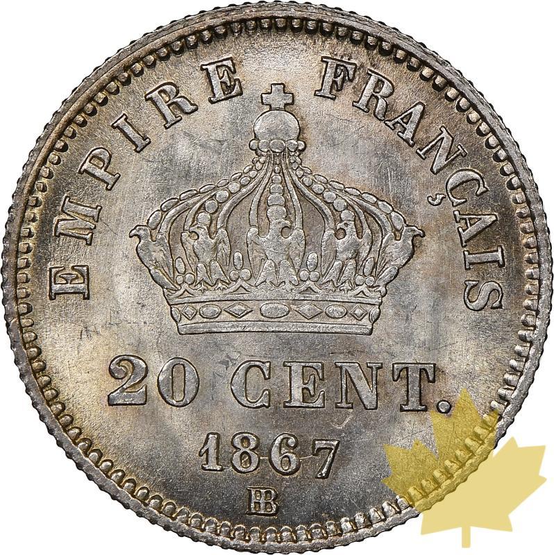 FRANCE-1867BB-20 CENTIMES-NAPOLEON III-NGC MS66+-FDC - 20230428144119_1867-20cent-france-r.jpg