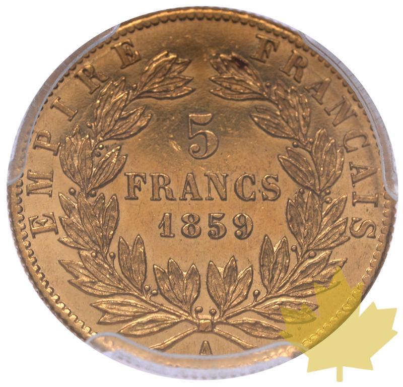FRANCE-1859-A-5 FRANCS-NAPOLEON III-PCGS MS63 - 20230502142735_1859-a-5-francs-r.jpeg