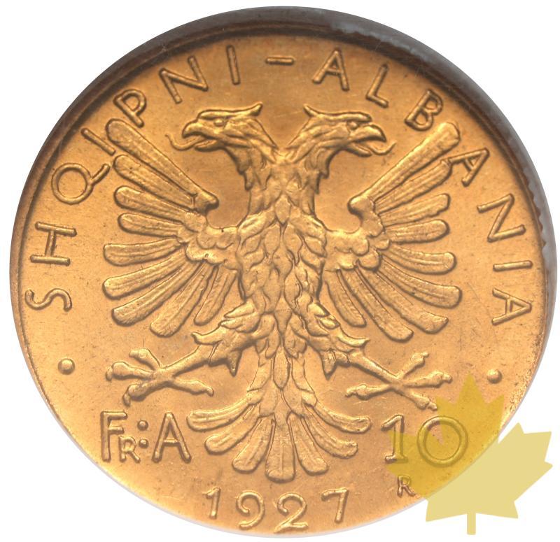 ALBANIE-1927R-10 FRANGA-Amet Zogu I  NGC MS61 - 20230502143526_1927-10francs-albanie-r.jpeg