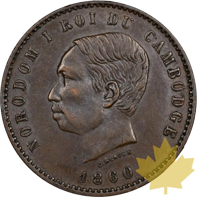 CAMBODIA-1860-10 CENTIMES-NORODOM I-NGC AU58 BN - 20230509162519_1860-cambodia-10c-a.jpeg