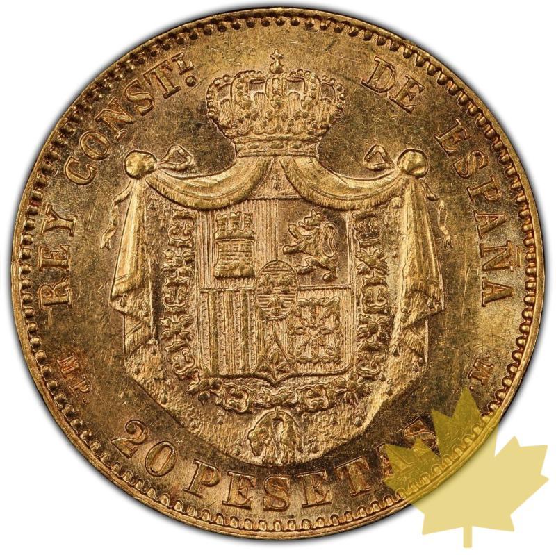 ESPAGNE-1890-20 PESETAS-ALFONSO XIII-PCGS MS 62 - 20230619112019_20PESETAS1890MS62.jpg