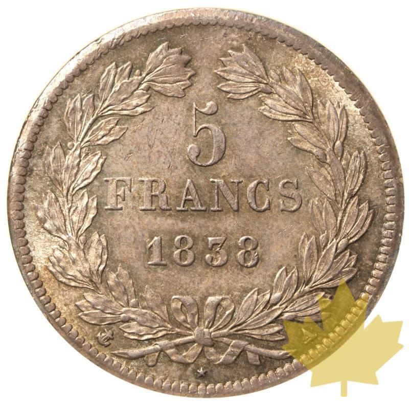 FRANCE-1838-A-5 FRANCS-LOUIS PHILIPPE I-NGC MS64 FDC - 20230714154743_France-1838-5francs-r.jpeg