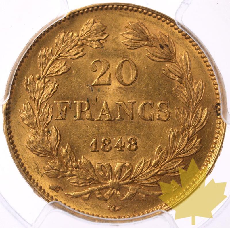 FRANCE-1848-A-20 FRANCS-LOUIS PHILIPPE I-PCGS MS63-FDC - 20230714162624_France-1848-20francs-r.jpeg