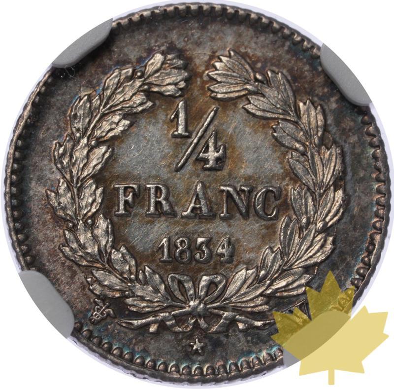FRANCE-1834W-1/4 FRANCS-LOUIS PHILIPPE-NGC MS63 - 20230814131450_France-1834-14fr-r.jpeg