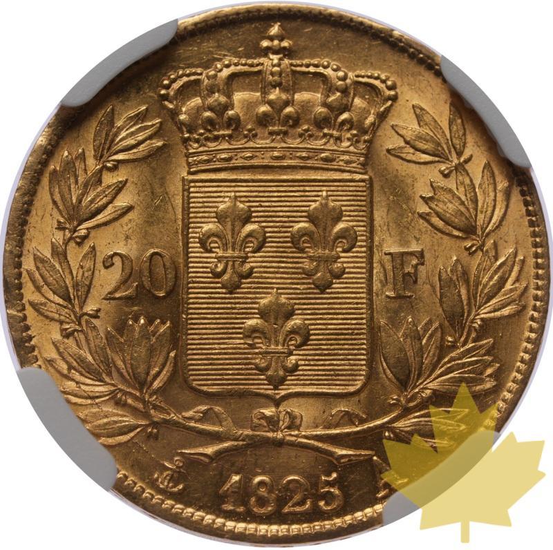 FRANCE-1825A-20 FRANCS-CHARLES X-NGC MS61 - 20230814132052_France-1825-20fr-r.jpeg