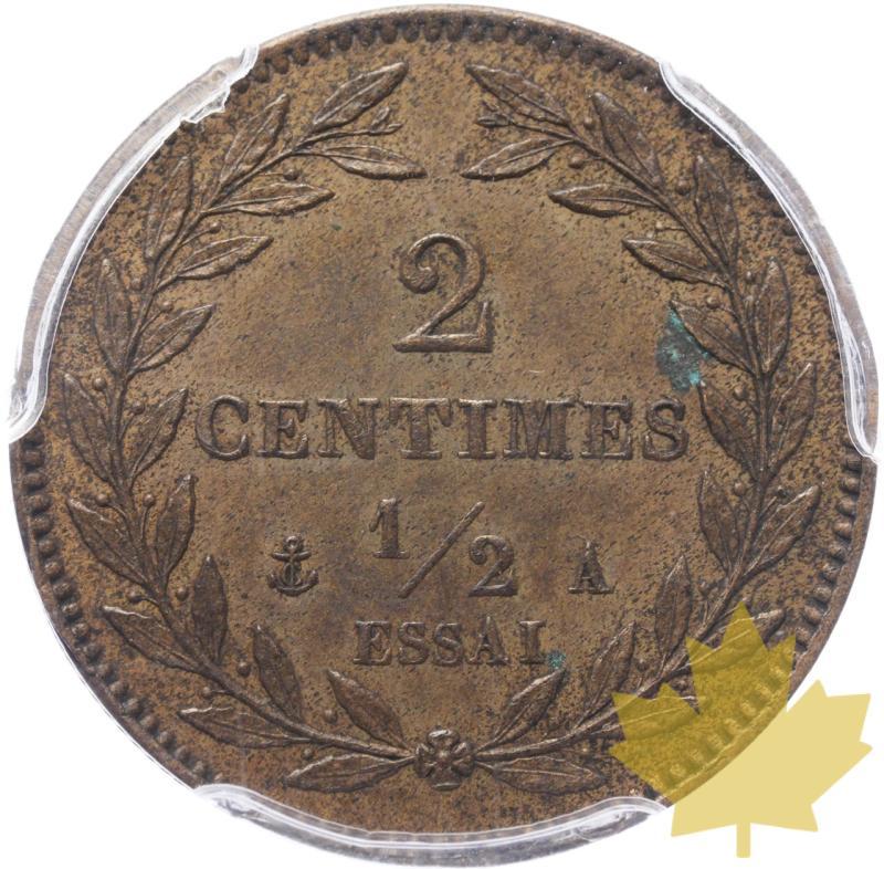 FRANCE-1824-1830-ESSAI 2 1/2 CENTIMES-CHARLES X-PCGS SP63BN - 20230814134247_France-1824-2-12cent-r.jpeg