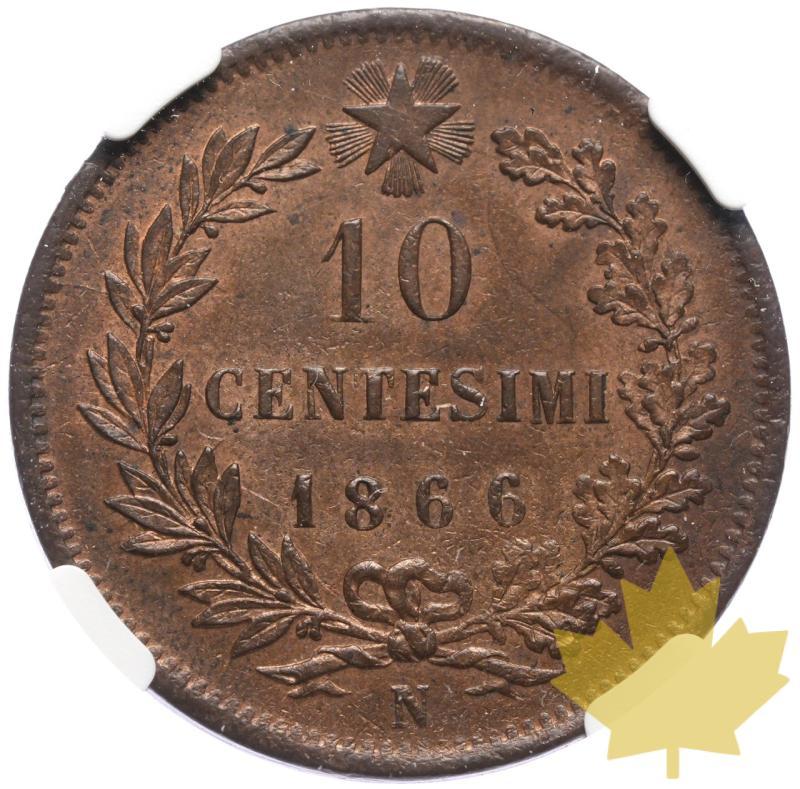 ITALIA-1866N-10 CENTIMES-VICTOR-EMMANUEL II-NGC MS63 BN - 20230816103443_Italie-1866-10cent-r.jpeg