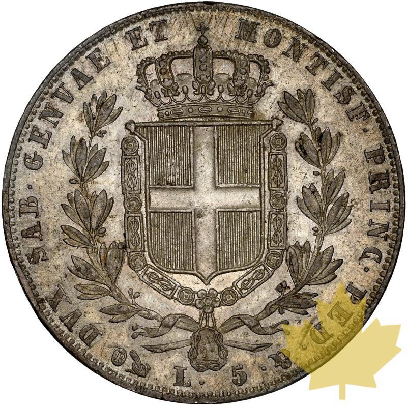 ITALIE-1844-5 LIRE-Carlo Alberto -NGC AU55 - 20230912160600_1844-ITALIE-5LIRA-r.jpeg