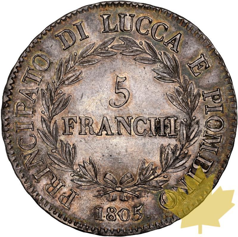 ITALIA-1805-5 FRANCS-Lucca & Piombino-NGC AU55 - 20231012110348_ITALIE-1805-5FRANCS-r.jpeg
