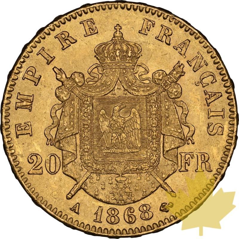 FRANCE-1868A-20 FRANCS-NAPOLEON III-NGC MS63 - 20231103145333_France-1868-20fr-r.jpeg