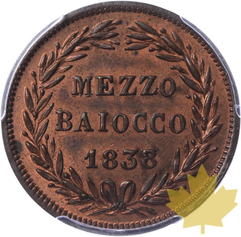 ITALIA-1838-R-1/2 BAIOCCO-GREGORIO XVI-PCGS MS64RB - 20240116165800_papal-states-1838-R-12BAI-r.jpeg