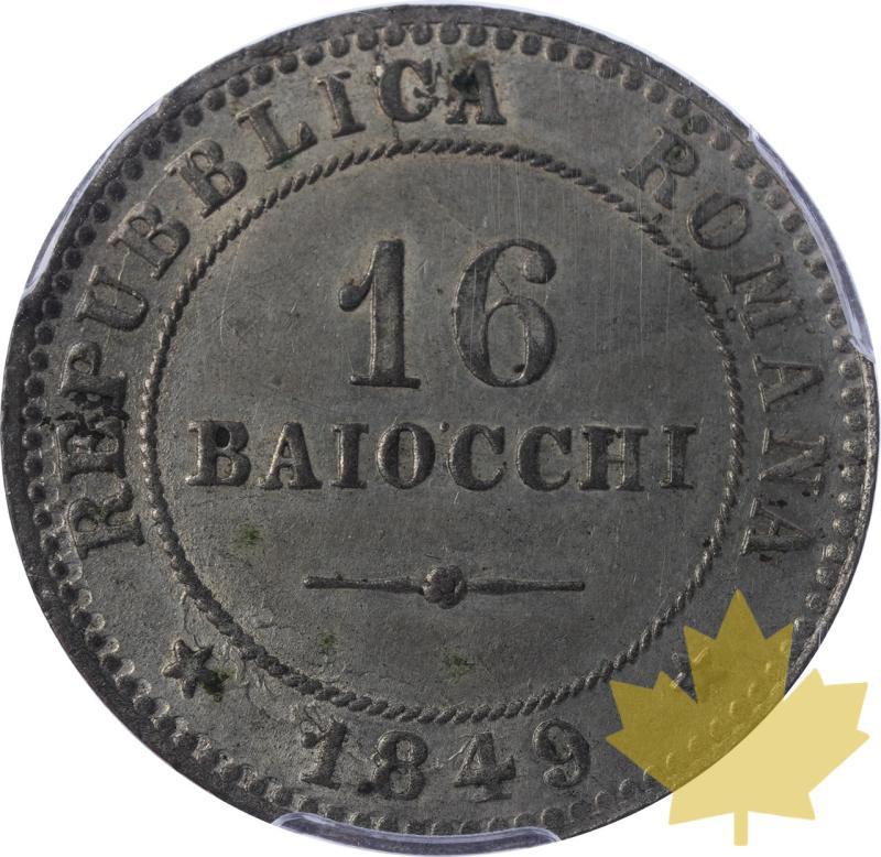 ITALIA-1849-R-16 BAIOCCHI-Repubblica Romana-PCGS MS63 - 20240117082359_ITALIE-1849-R-16BAI-r.jpeg
