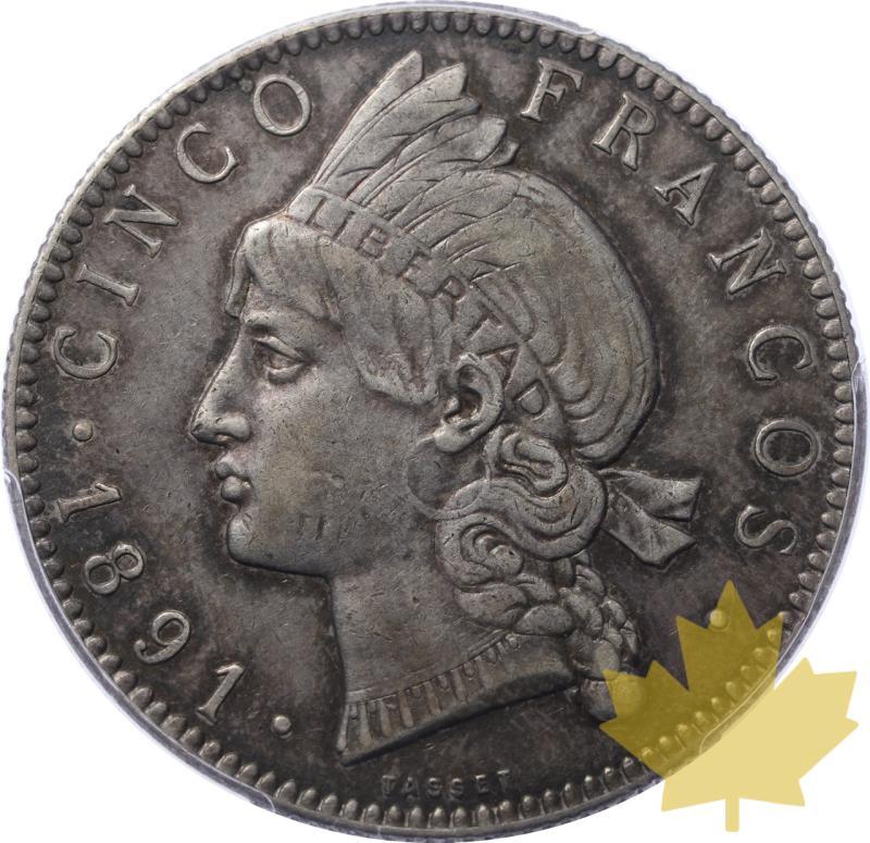 REPUBBLICA DOMINICANA-1891-A-5 FRANCOS-PCGS XF40 - 20240117115921_REPUBLIQUEDOM-1891-5FR-a.jpeg