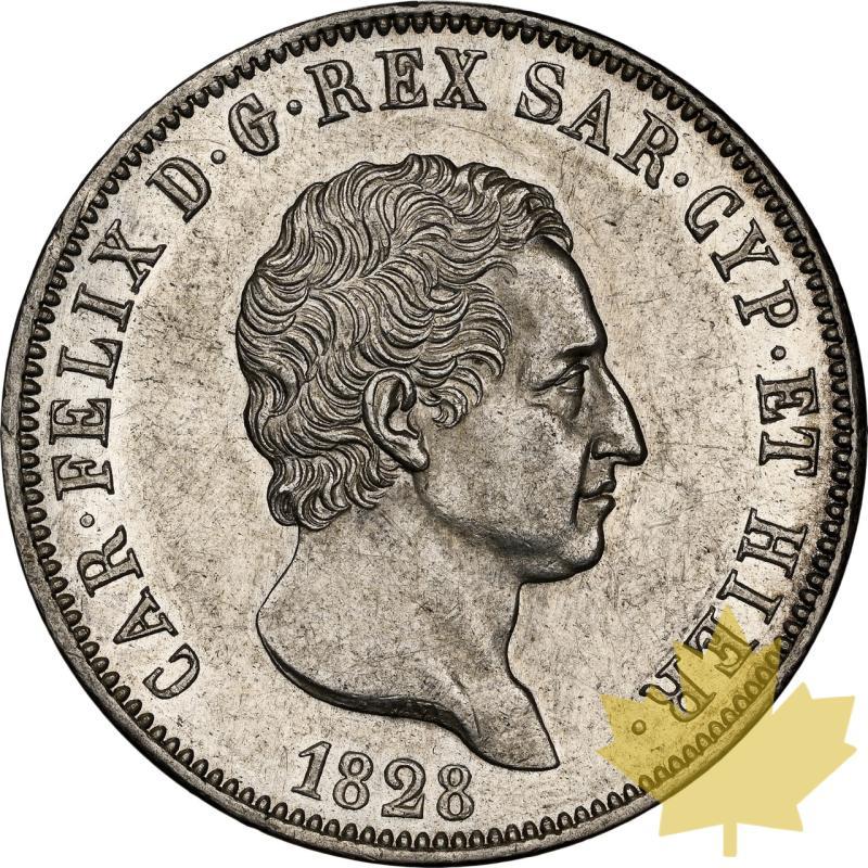 ITALIA-1828-5 LIRE-Carlo Felice-Genova-NGC MS61 - 20240312161439_ITALIE-1828-5LIRE-a.jpeg