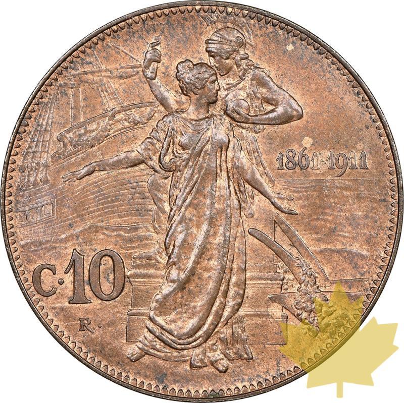 ITALIA-1911-R-10 CENTIMES-Vittorio Emanuele III-NGC MS64+RB - 20240314085939_ITALIE-1911-R-10CENTIMES-r.jpeg