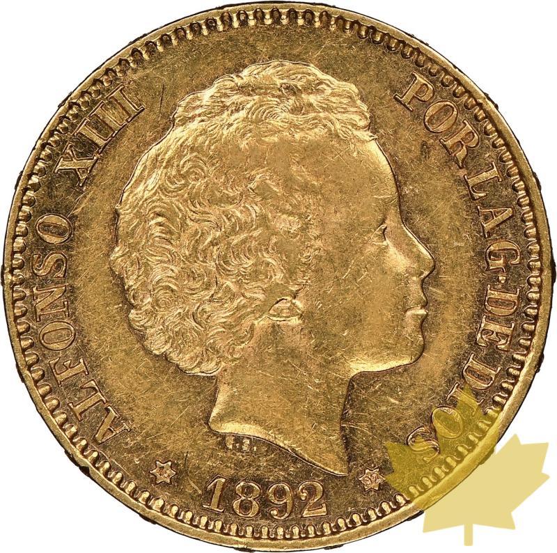 ESPAGNE-1892-20 PESETAS-ALPHONSE XIII-NGC AU55 - 20240405162952_ESPAGNE-1892-20PESETAS-a.jpeg