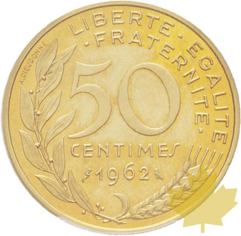 FRANCE-1962-50 CENTIMES-PIEFORT-PCGS SP67 - 20240408133509_FRANCE-1962-50CENT-r.jpg