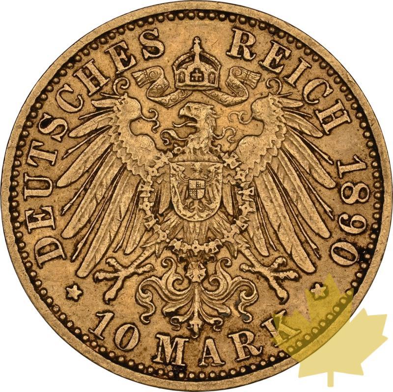 GERMANY-1890-A-10 MARK-FREDERIC FRANCOIS III-NGC AU53 - 20240708102823_ALLEMAGNE-1890-A-10MARK-r.jpeg
