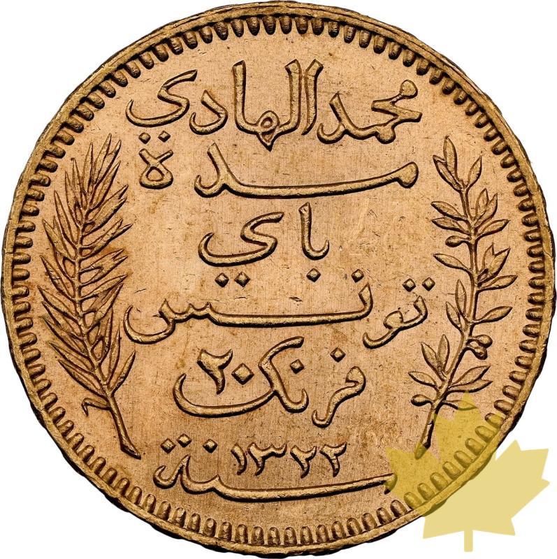 TUNISIA-1904-A-20 FRANCS-MUHAMMAD IV-NGC MS64 - 20240708104019_TUNISIE-1904-A-20FRANCS-a.jpeg