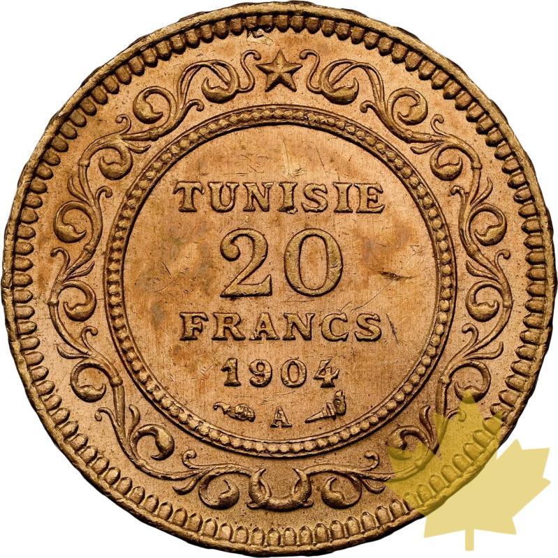 TUNISIA-1904-A-20 FRANCS-MUHAMMAD IV-NGC MS64 - 20240708104019_TUNISIE-1904-A-20FRANCS-r.jpeg