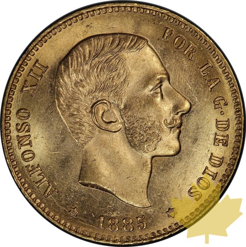 SPAIN-1885-MS M-25 PESETAS-ALPHONSE XII-PCGS MS64 - 20241009103309_ESPAGNE-1885-MSM-25PESETAS-a.jpeg