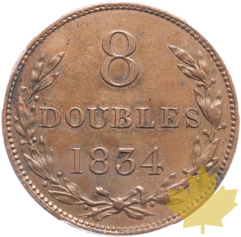 GREAT BRITAIN-GUERNSEY-1834-8 DOUBLES-GUILLAUME IV-PCGS MS62BN - 20241202102410_ROYAUMEUNI-1834-8DOUBLES-r.jpeg