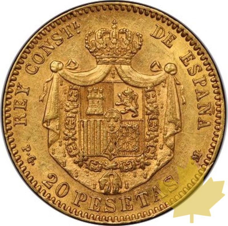 SPAGNA-1892-PG M-20 PESETAS-ALFONSO XIII-PCGS AU58 - 20250106171127_Espagne-1892-20pts-r-Grande.jpeg